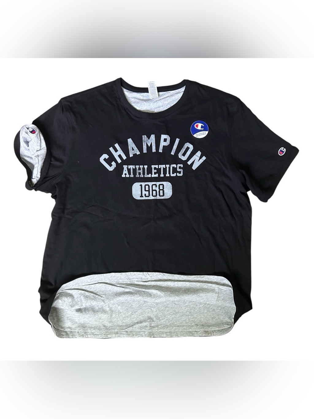 Champion Gridiron Reversible T-Shirt Black & Light Gray Men’s Size Large